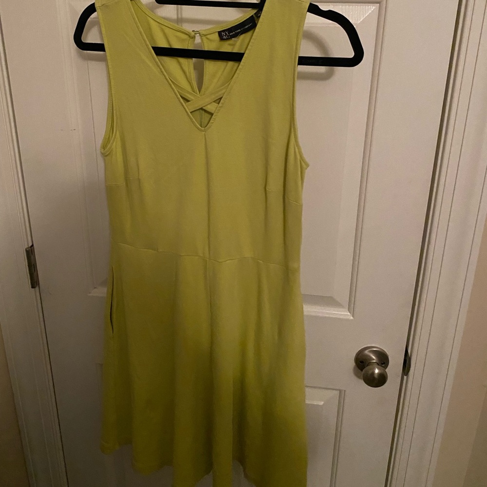 NYC lime green Romper Dress Medium New Without Tags Summer Sleeveless Casual.